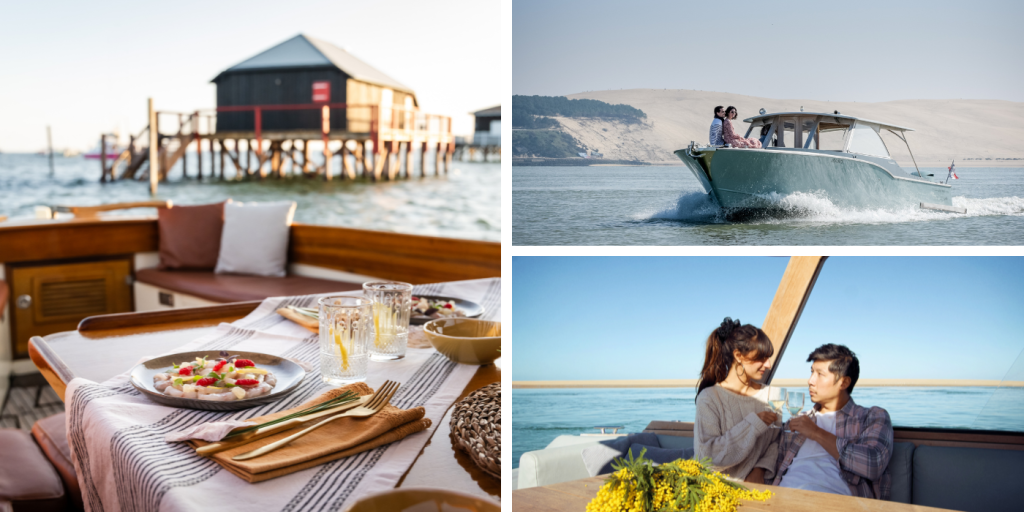 5 speciali preferiti di San Valentino su Bassin - Fotomontaggio di coppia in barca - Bassin d'Arcachon 5 speciali preferiti di San Valentino su Bassin - Fotomontaggio di coppia in barca - Bassin d'Arcachon