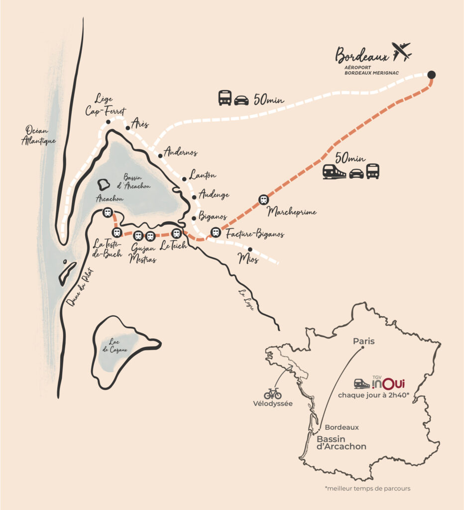Et si votre prochain séminaire ou congrès avait un goût de vacances ? - carte bassin mice - Bassin d'Arcachon
